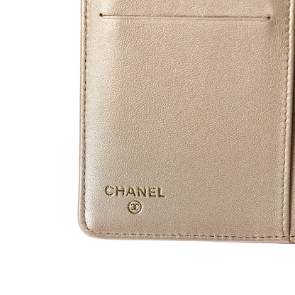 Chanel Lambskin Camellia Embossed Yen Wallet Fuchsia 6 of 12