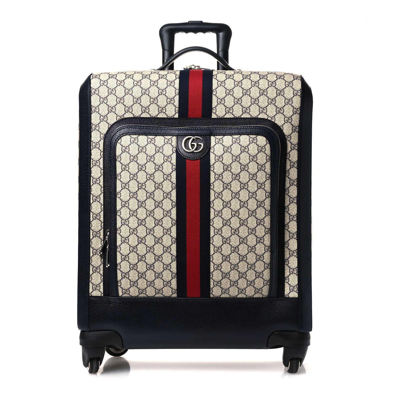 Gucci GG Supreme Monogram Textured Dollar Calfskin Web Savoy Cabin Plus Trolley Beige Blue 1 of 9