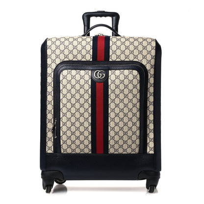 Gucci GG Supreme Monogram Textured Dollar Calfskin Web Savoy Cabin Plus Trolley Beige Blue 1 of 9