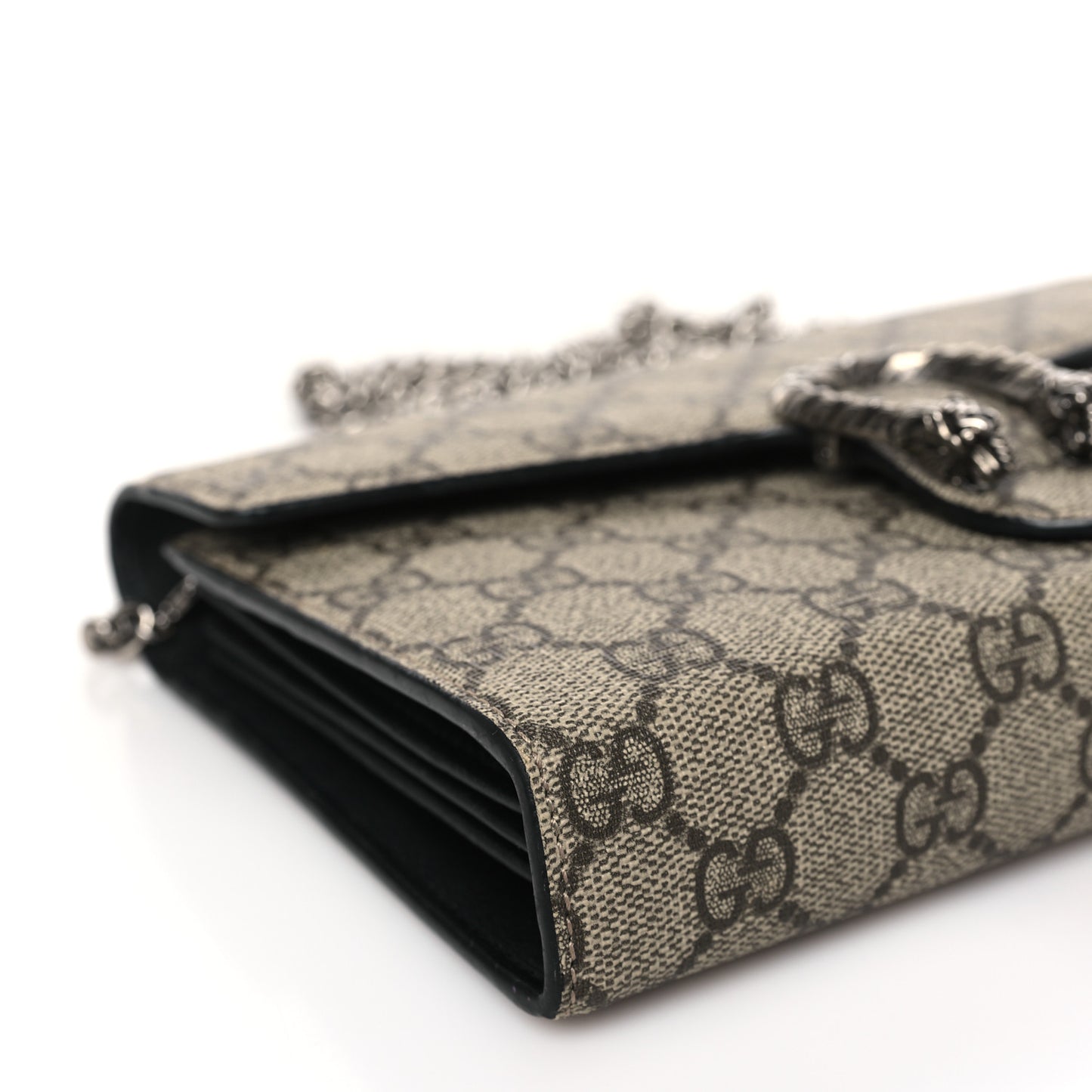 GG Supreme Monogram Mini Dionysus Chain Wallet Beige Black