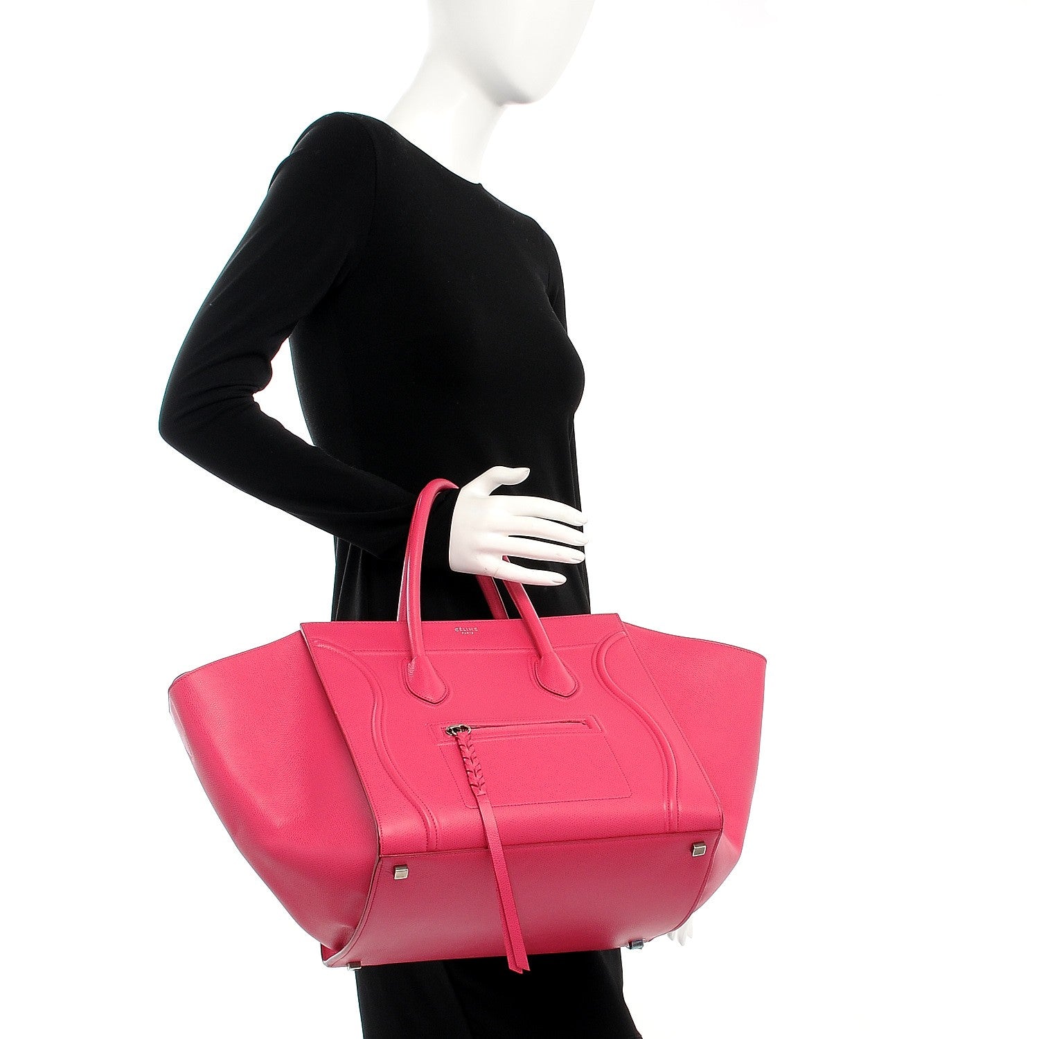 Celine Grained Calfskin Medium Phantom Luggage Fuchsia 2 of 8