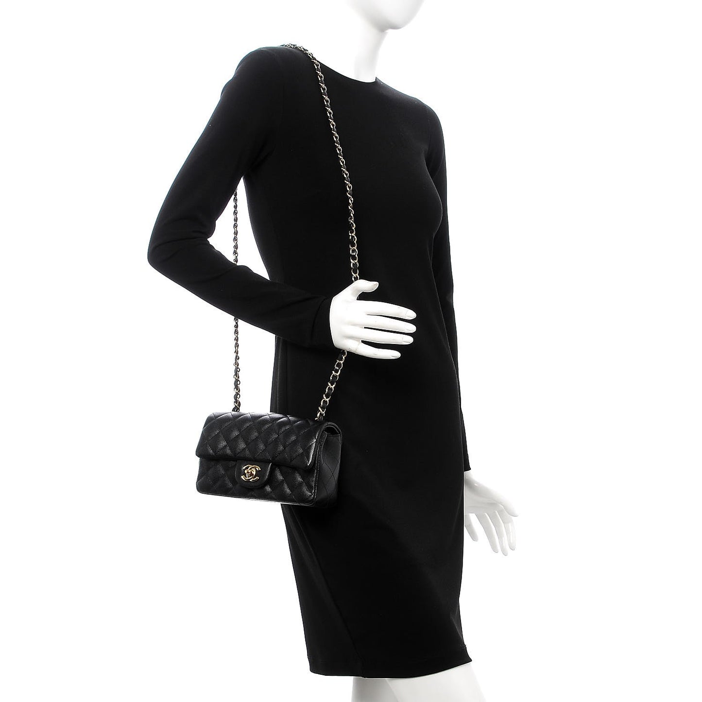 Caviar Quilted Mini Rectangular Flap Black