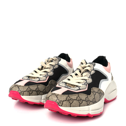Gucci GG Supreme Monogram Mix Monogram Womens Rhyton Sneakers 38 London Blue Beige Pale Pink 4 of 9