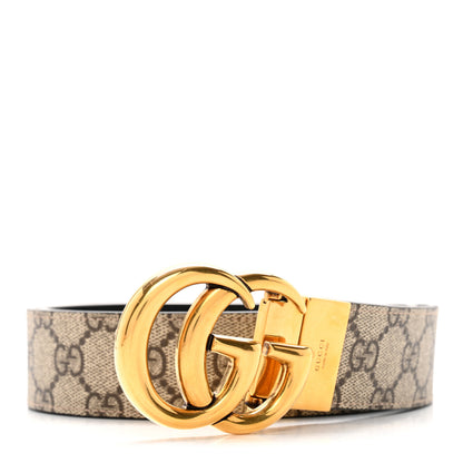 Gucci Calfskin GG Supreme Monogram Double G Reversible 40mm Belt 90 36 Beige New Acero 1 of 9