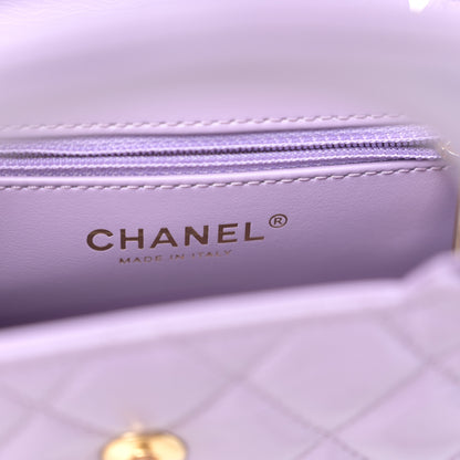 Chanel Shiny Aged Calfskin Quilted Nano Kelly Shopper Lilac 6 of 11