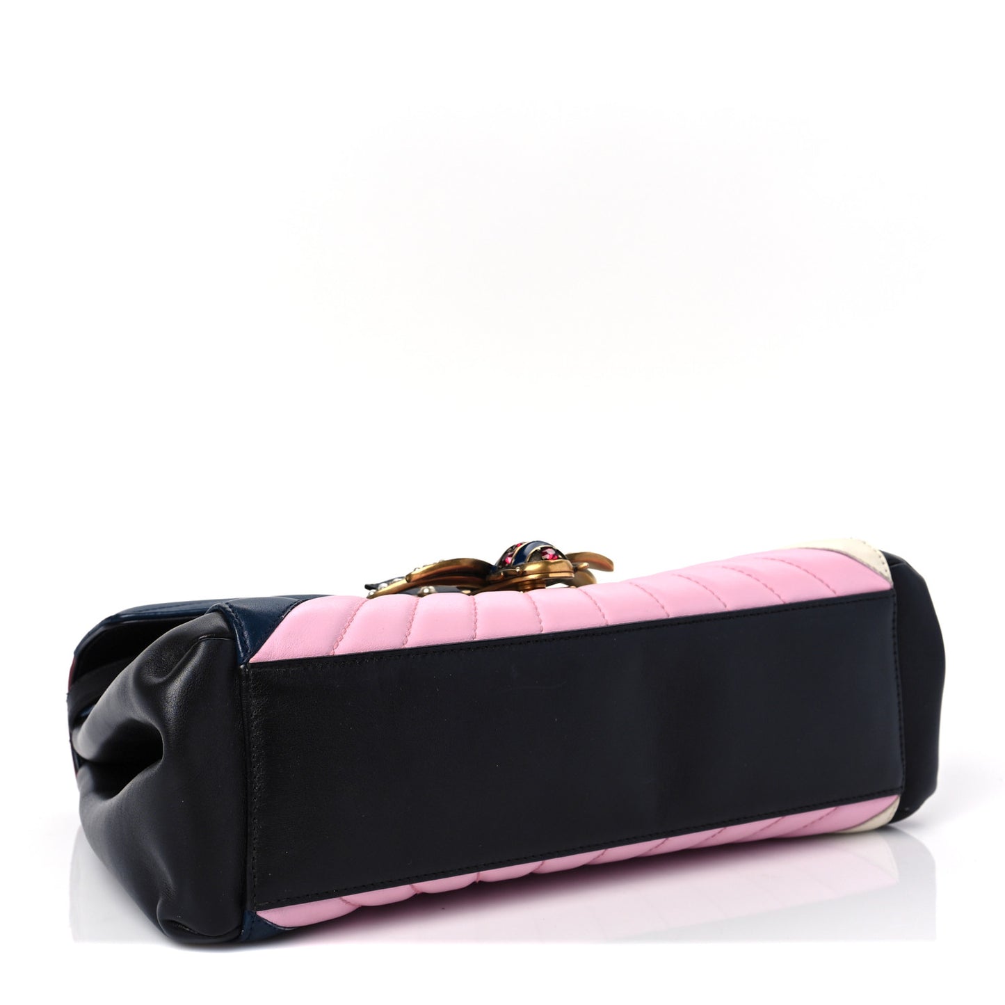 Calfskin Bamboo Trapuntata Queen Margaret Top Handle Bag Blue Agata Hibiscus Red Mystic White Sugar Pink