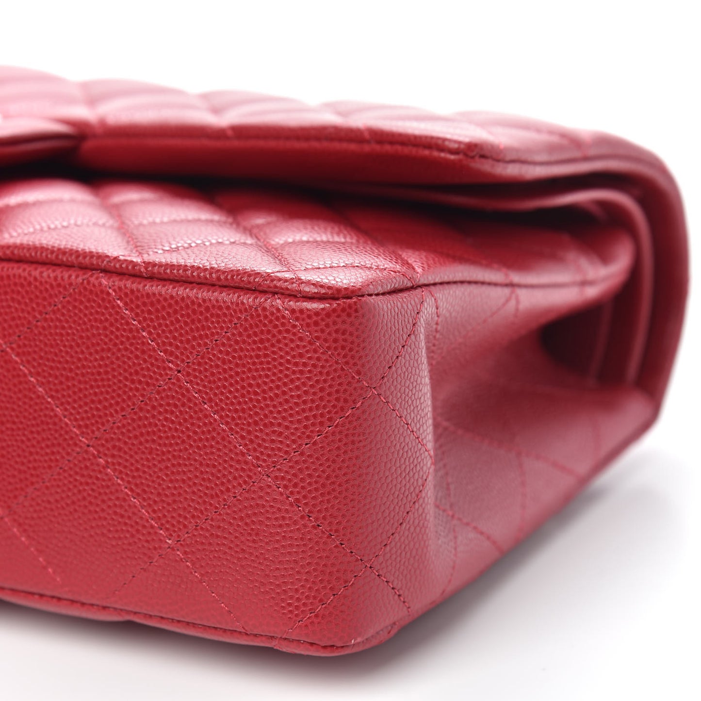 Caviar Quilted Medium Double Flap Red