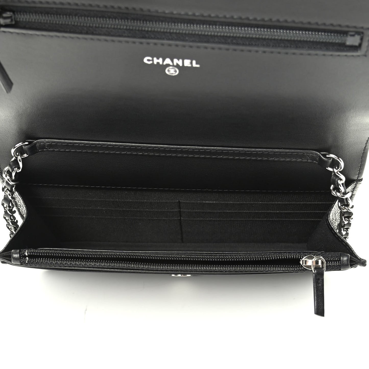 Caviar Camellia Embossed Wallet On Chain WOC Black
