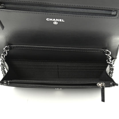 Chanel Caviar Camellia Embossed Wallet On Chain WOC Black 4 of 10