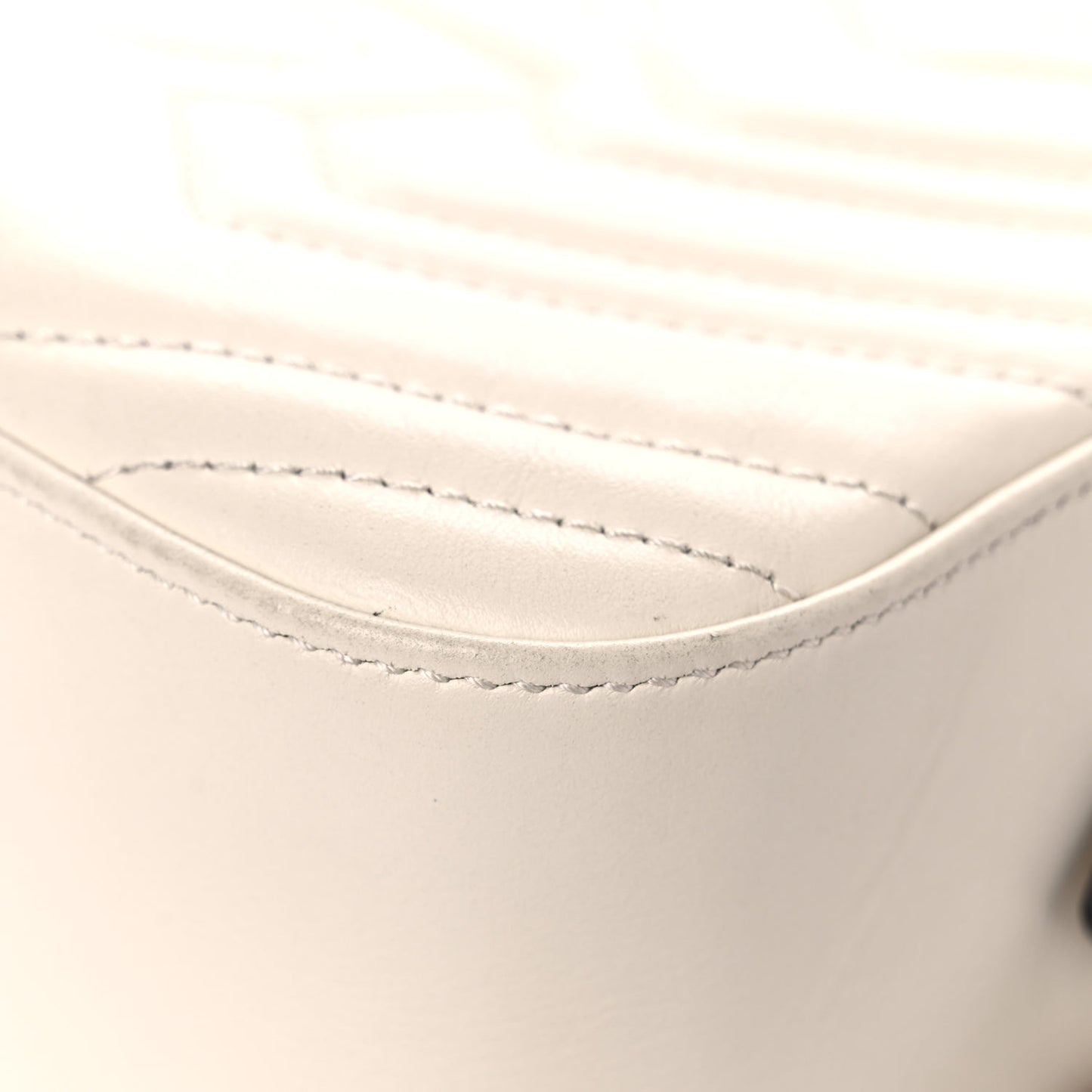 Calfskin Matelasse Animal Studs Small GG Marmont Chain Shoulder Bag White