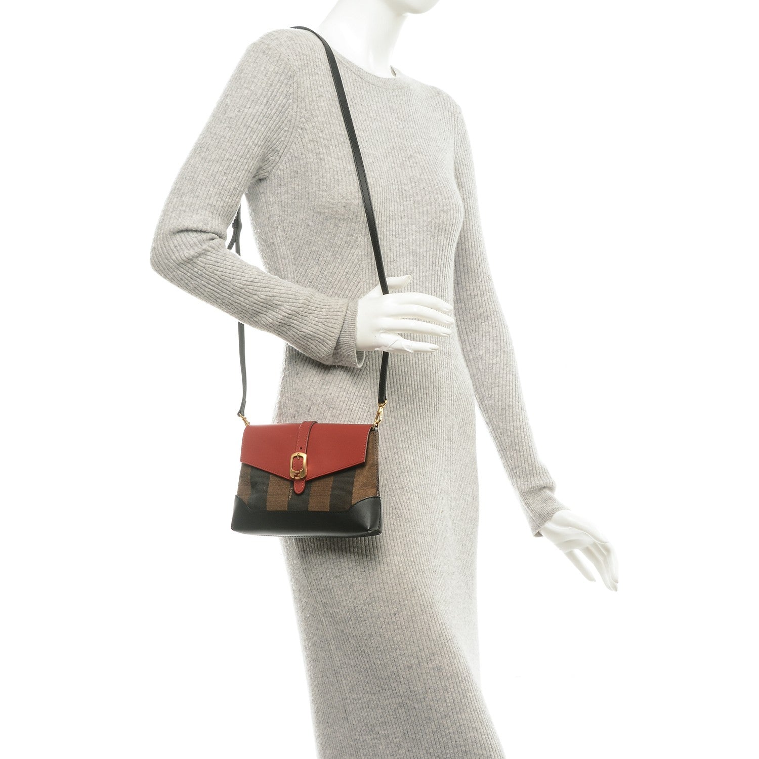 Fendi Calfskin Pequin Mini Chameleon Crossbody Red 2 of 6