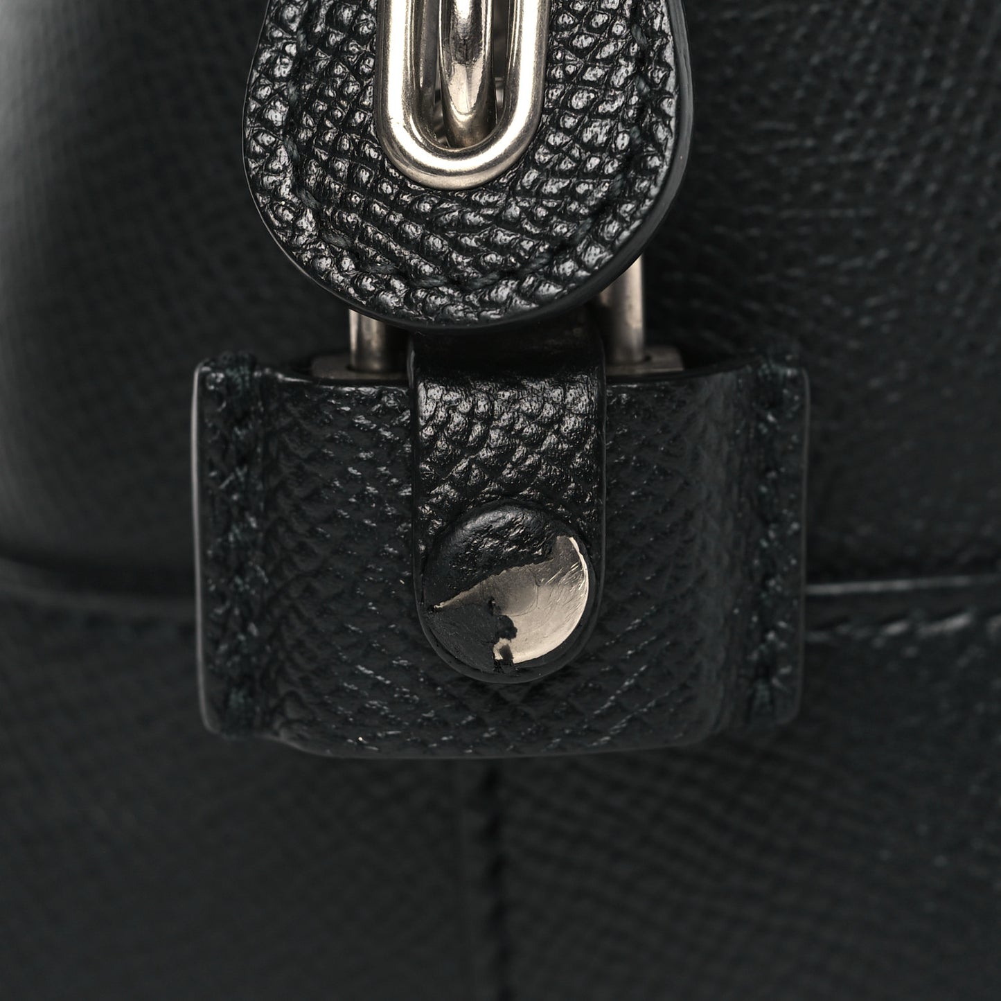Signature Grained Calfskin Logo S Ville Top Handle Bag Black Rose Shocking