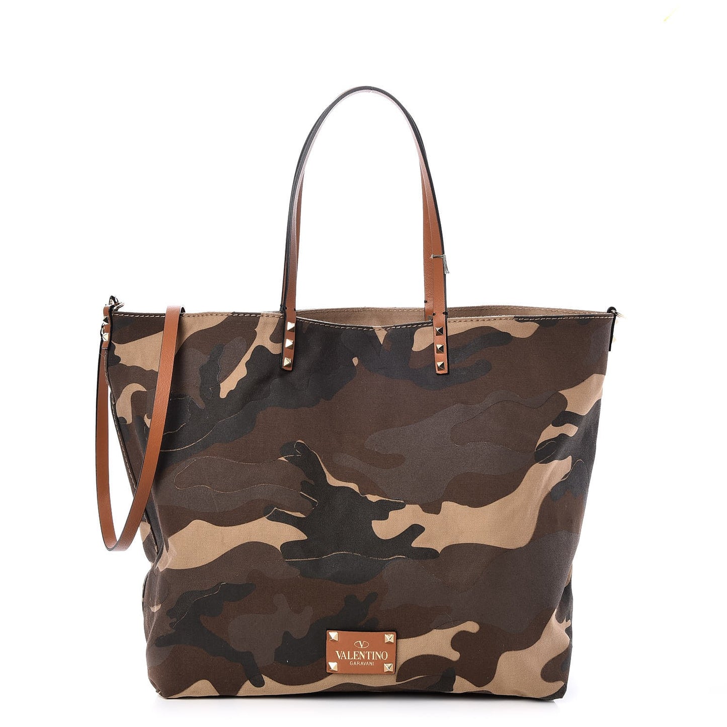 Canvas Camouflage Rockstud Reversible Tote