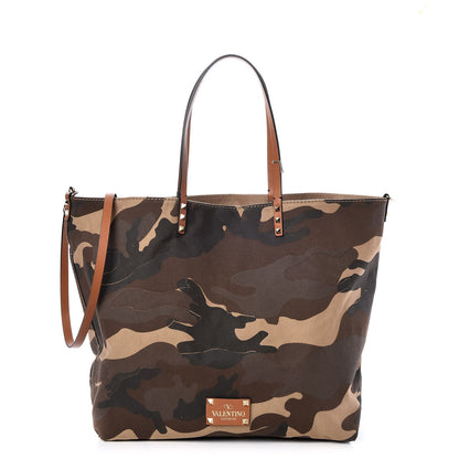 Valentino Garavani Canvas Camouflage Rockstud Reversible Tote 1 of 9