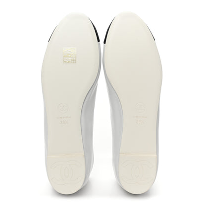 Chanel Lambskin Grosgrain Cap Toe CC Ballerina Flats With Leg Warmers 39.5 White 6 of 10