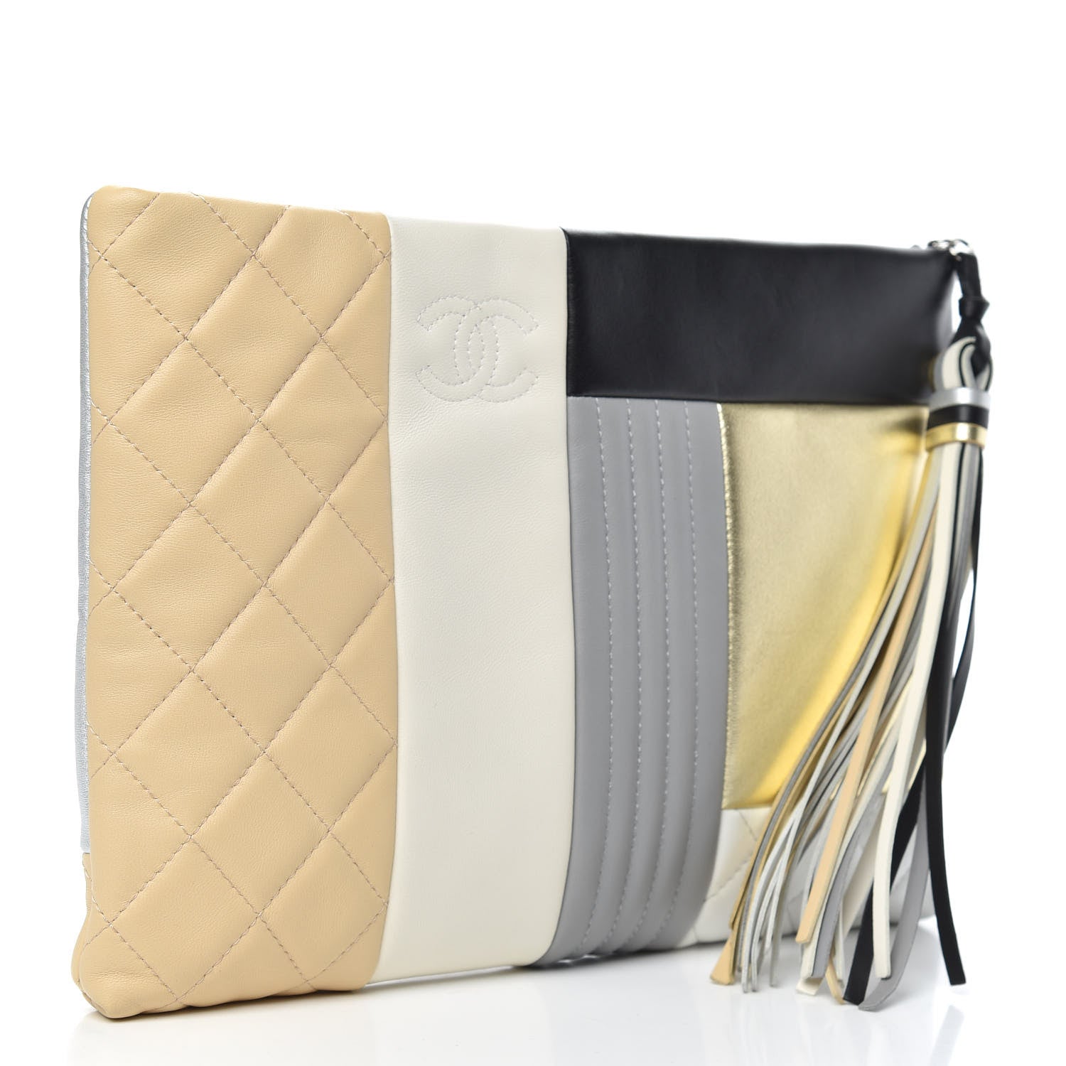 Chanel Lambskin Patchwork Medium Cosmetic Case Multicolor Silver 3 of 8