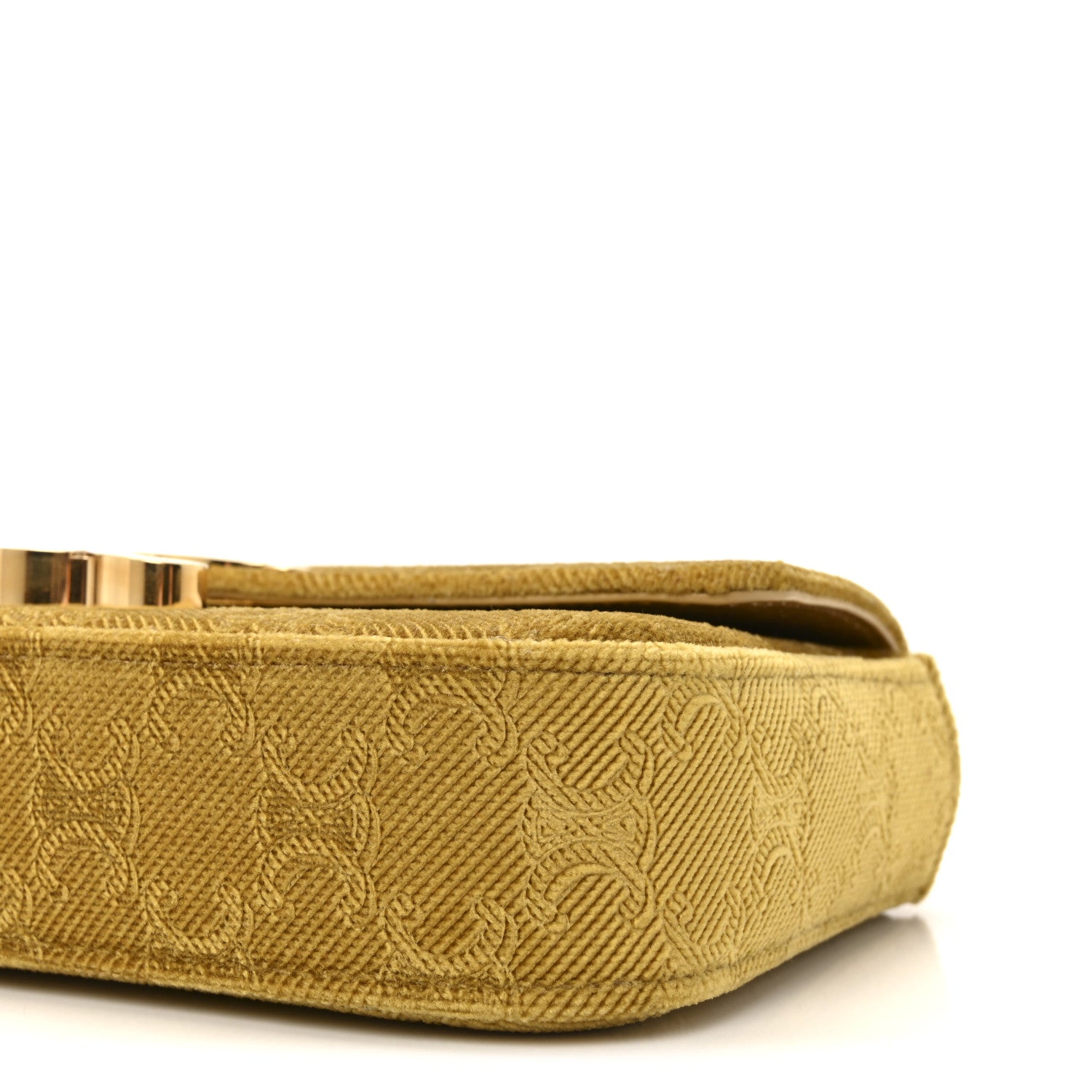 Celine Velvet Triomphe Chain Shoulder Bag Gold 10 of 10