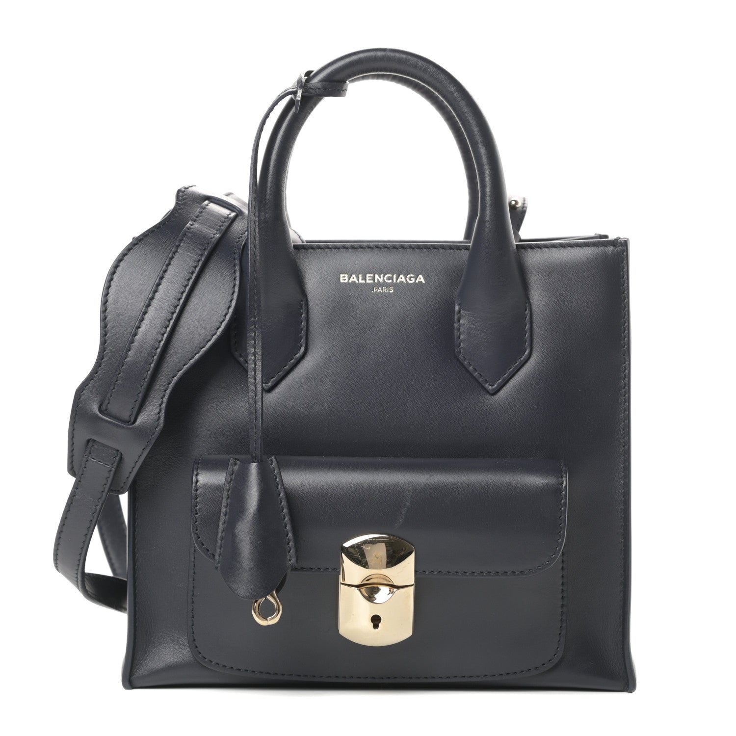 Balenciaga Calfskin Padlock Mini All Afternoon Tote Bleu Nuit 1 of 17