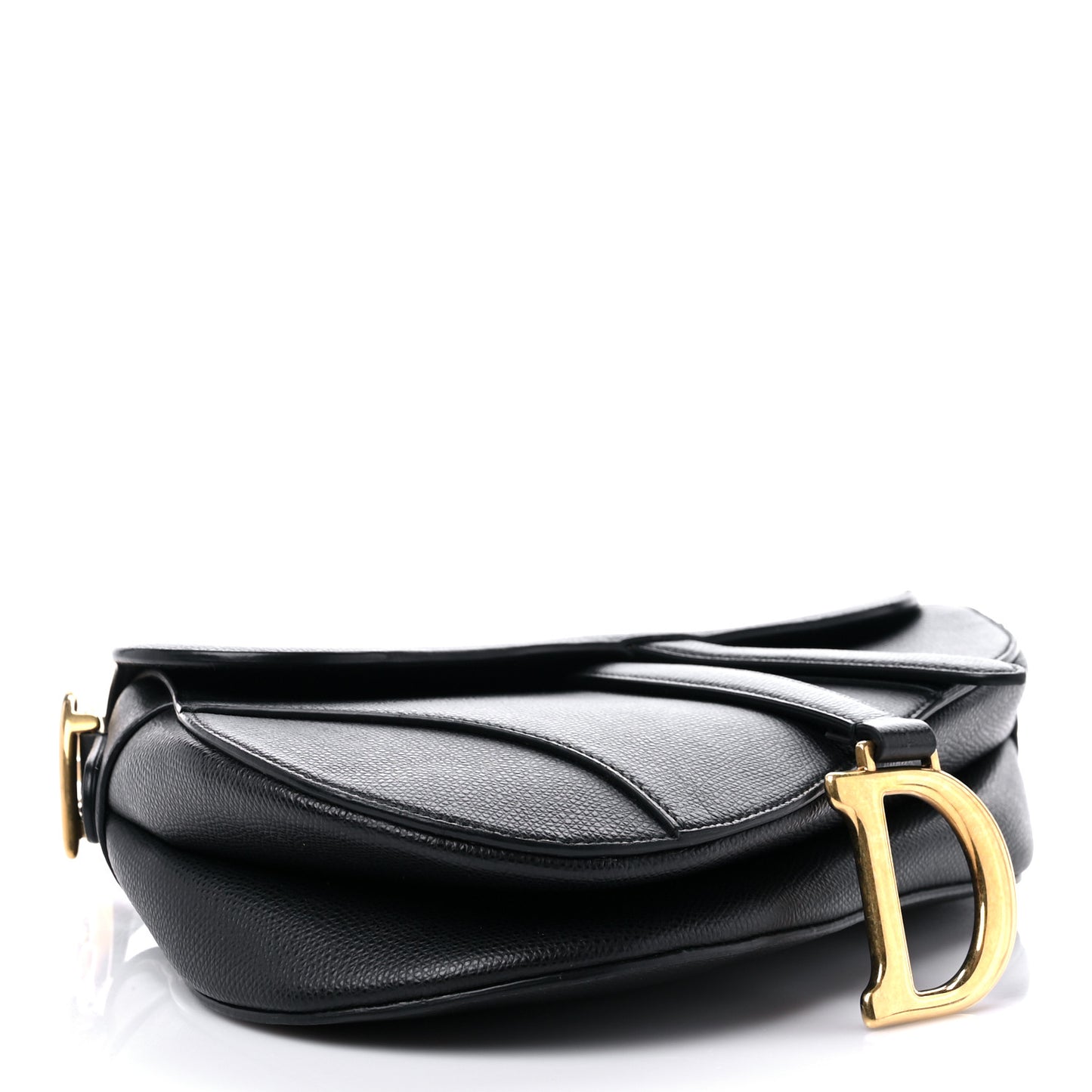 Grained Calfskin Saddle Bag Black