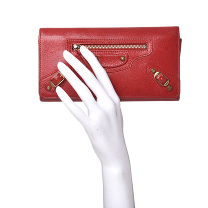 Balenciaga Agneau Classic Hardware Money Wallet Red 2 of 16