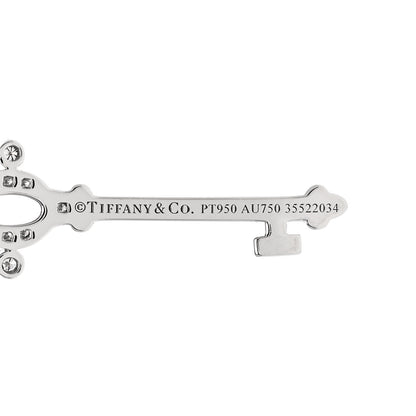 Tiffany Platinum 18K Yellow Gold Diamond Fancy Yellow Diamond Floret Key Pendant 4 of 5