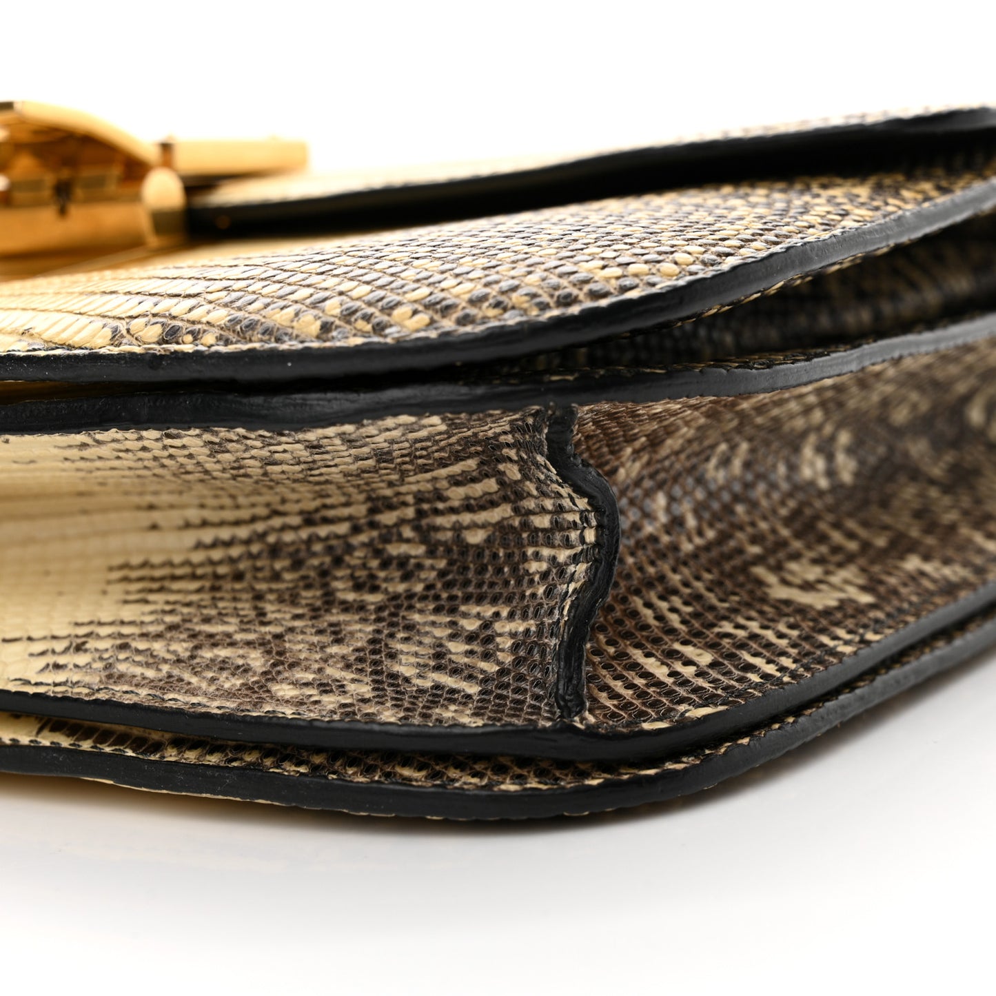 Lizard Medium Classic Box Flap Bag Natural