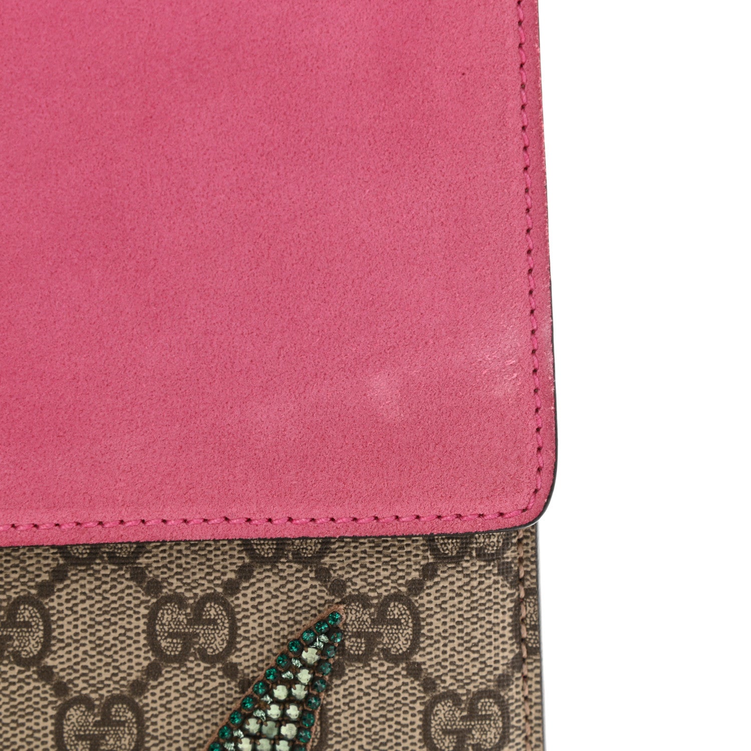 Gucci GG Supreme Monogram Suede Pierced Heart Embroidered Medium Dionysus Shoulder Bag Beige Ebony Pink Tropical Flower 15 of 18
