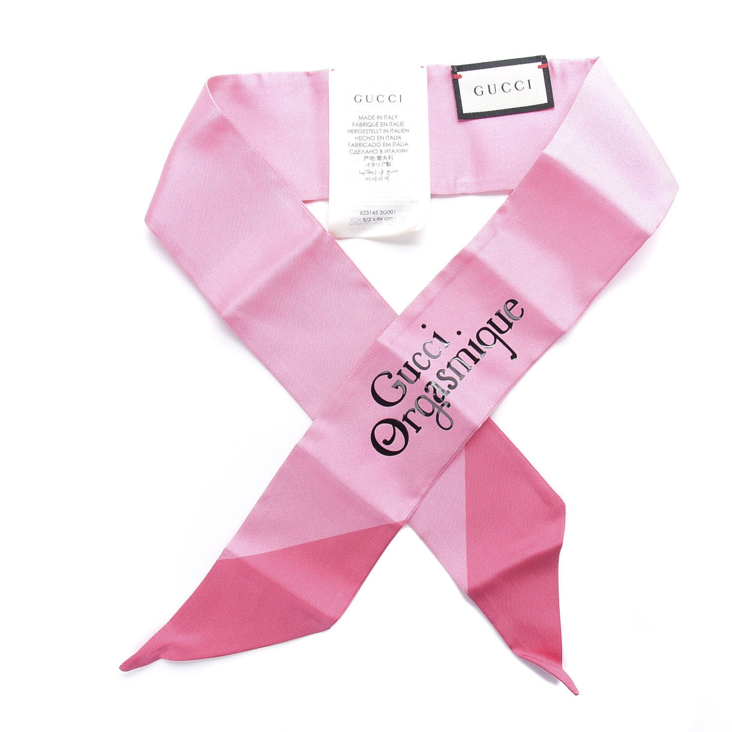 Gucci Silk Twill Gasmique Neck Bow Scarf Roseate 1 of 4