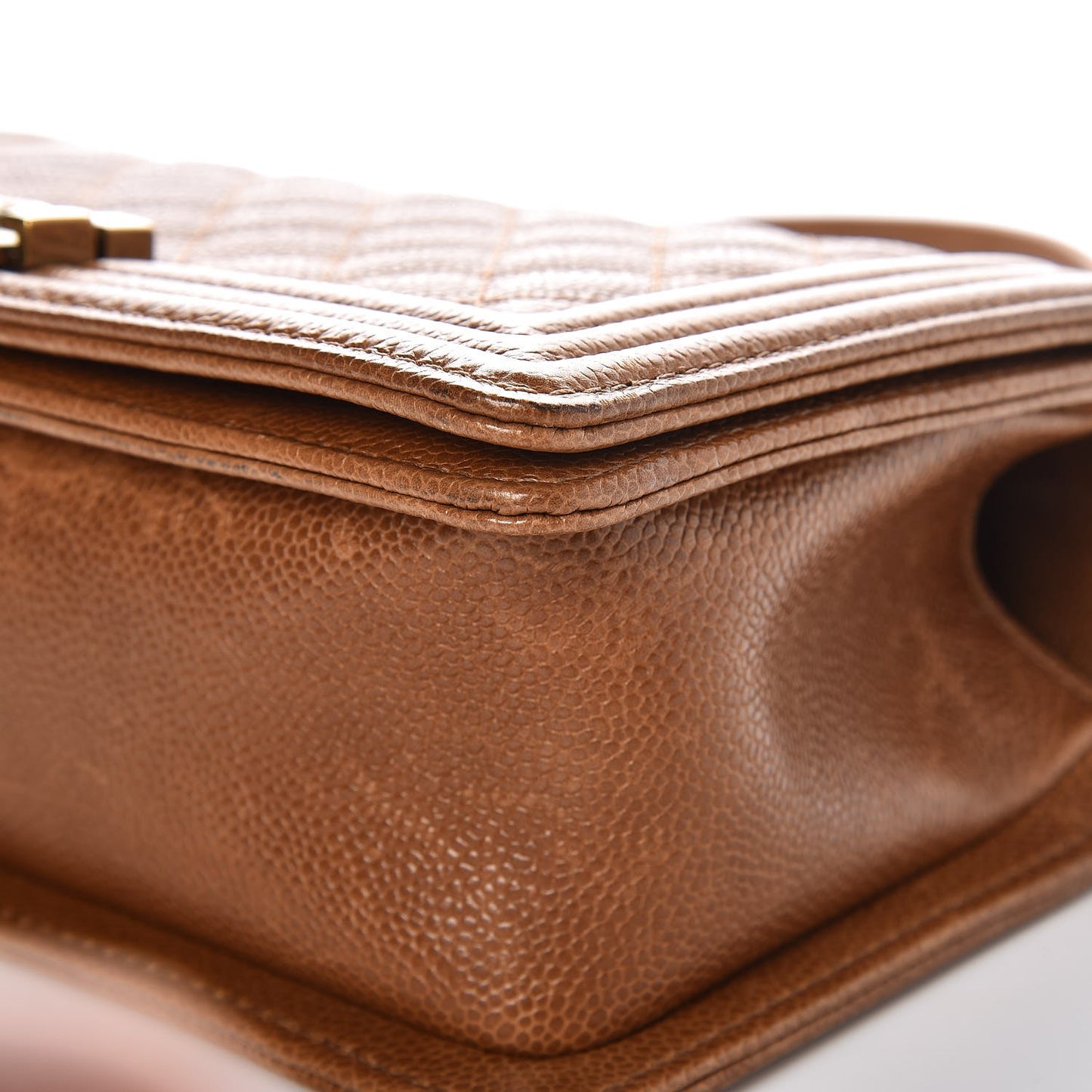 Caviar Quilted Medium Boy Flap Light Brown