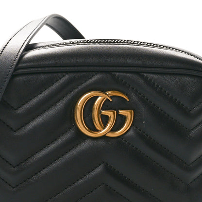 Gucci Calfskin Matelasse Mini GG Marmont Chain Shoulder Bag Black 8 of 10