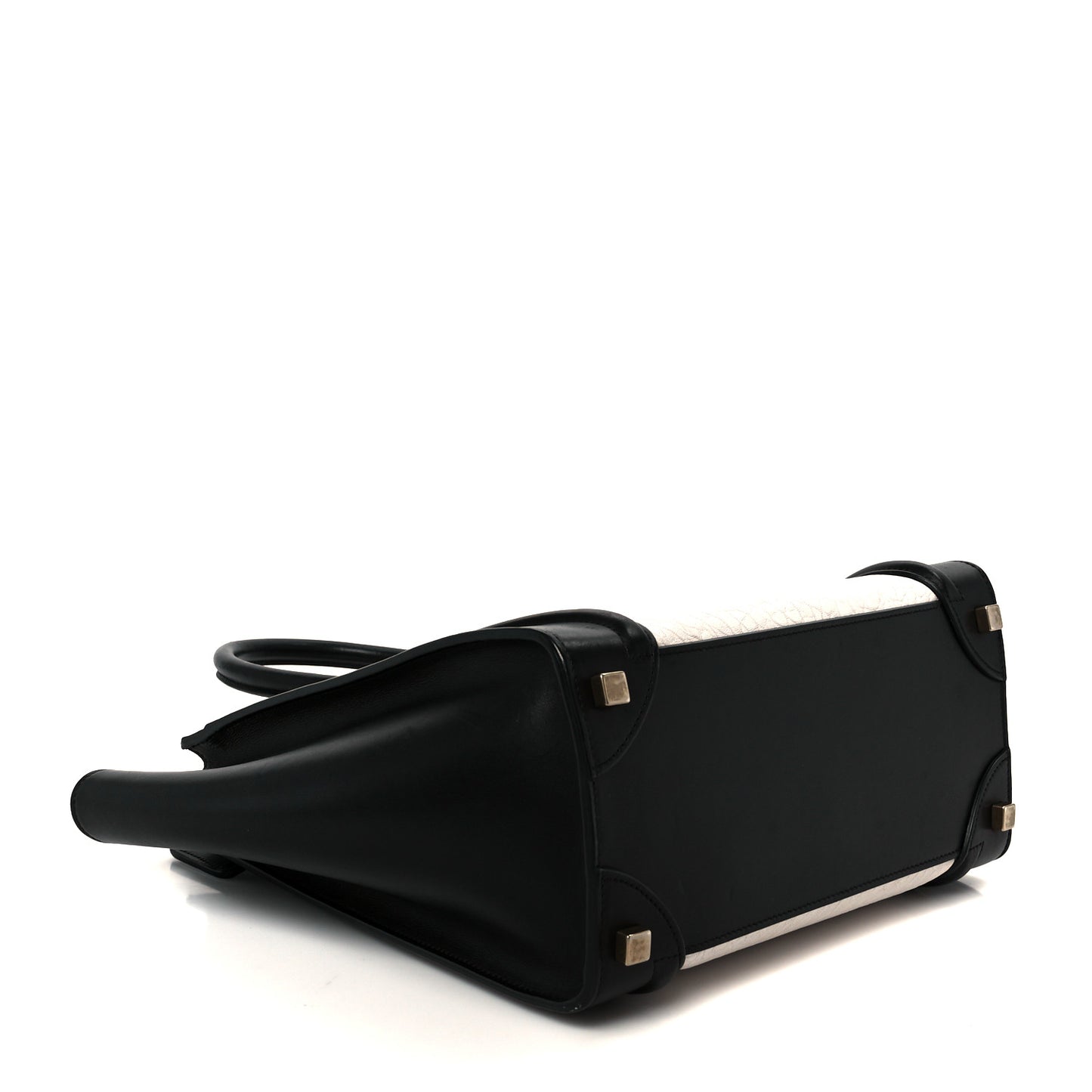Shrunken Lambskin Micro Bi-Color Luggage Black White
