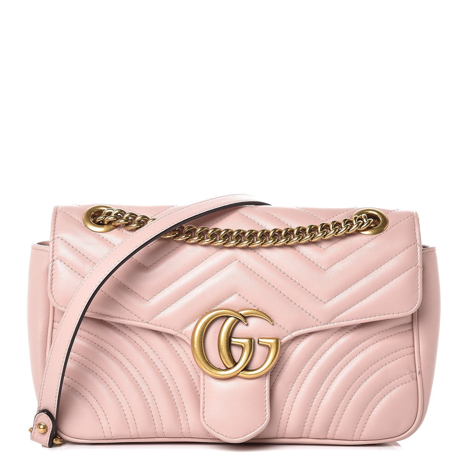 Gucci Calfskin Matelasse Small GG Marmont Shoulder Bag Perfect Pink 1 of 13