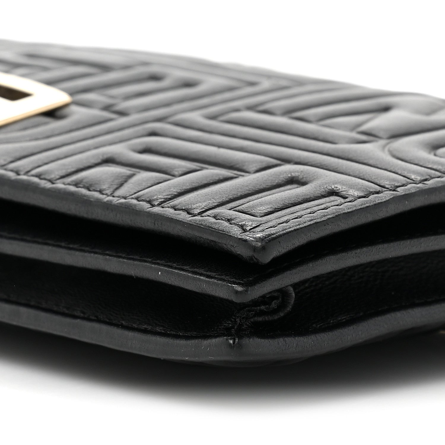 Fendi Nappa Logo Embossed Long Wallet On Chain Black 11 of 12