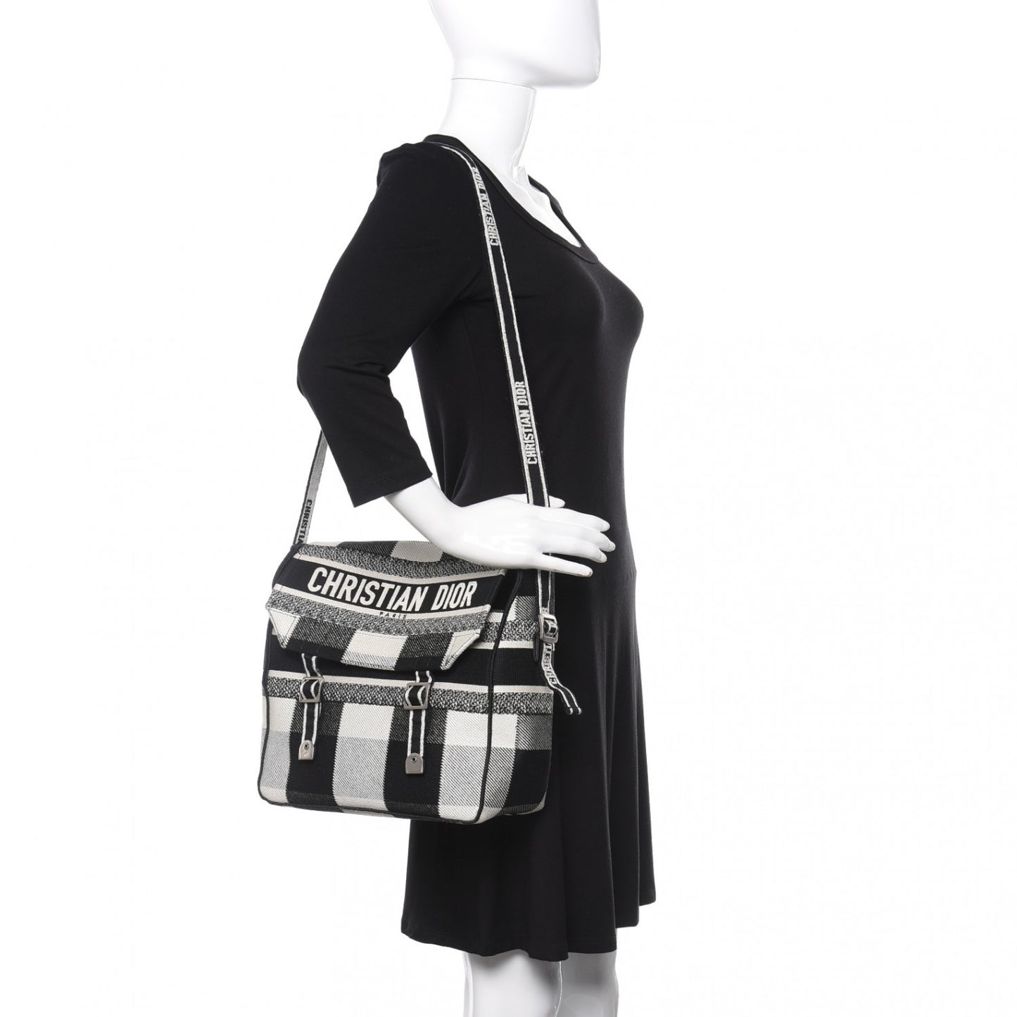 Canvas Tartan Diorcamp Messenger Black White
