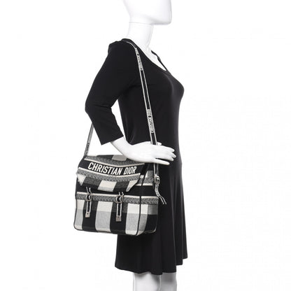 Christian Dior Canvas Tartan Diorcamp Messenger Black White 2 of 8