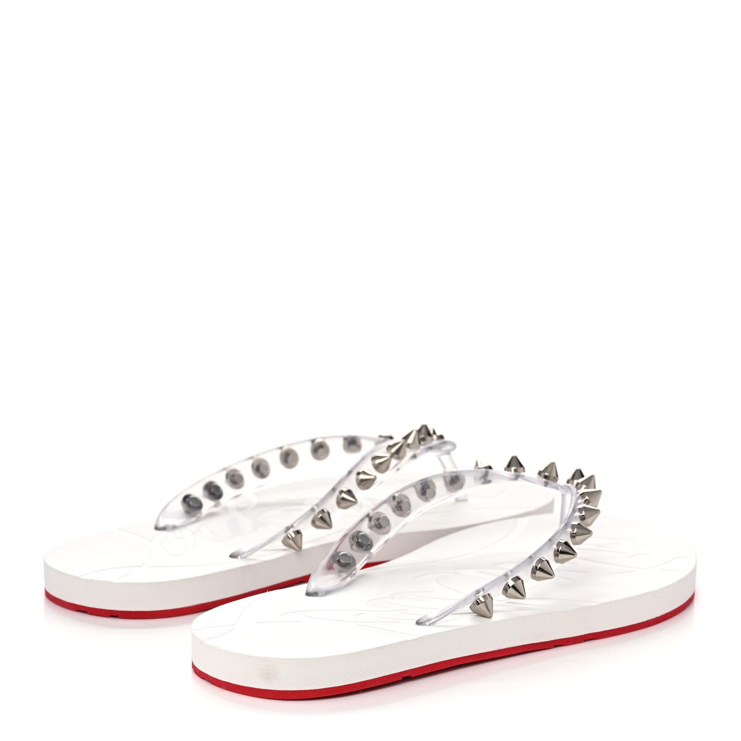 Christian Louboutin Rubber Spike Loubi Donna Flip Flop 37 Transparent White 4 of 10