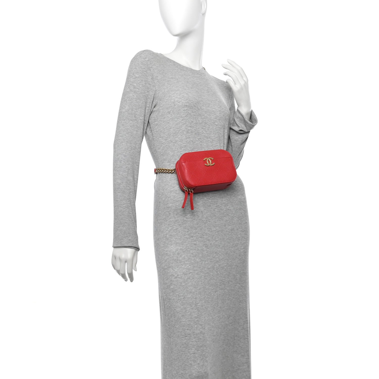 Chanel Caviar Quilted Waist Bag Red 2 of 12
