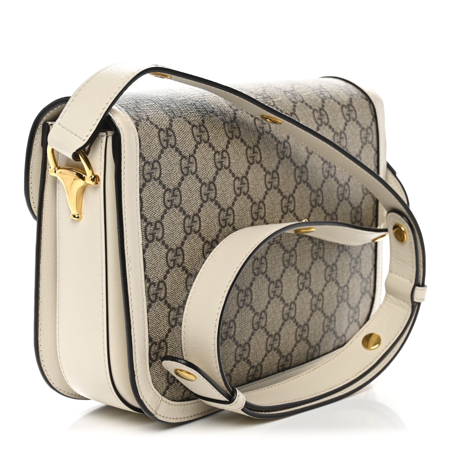 Gucci GG Supreme Monogram Horsebit 1955 Shoulder Bag Beige Mystic White 3 of 10