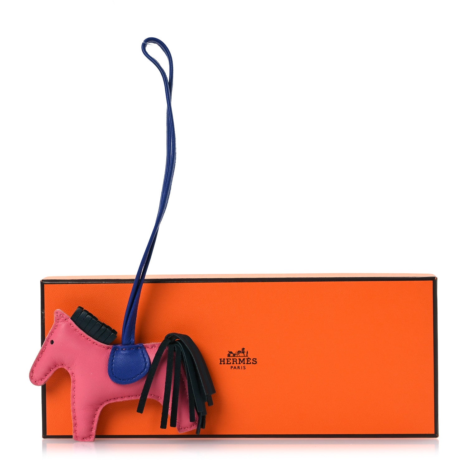 Hermes Milo Lambskin Grigri Rodeo Horse Bag Charm PM Rose Azalee Vert Cypress Bleu Electrique 7 of 7