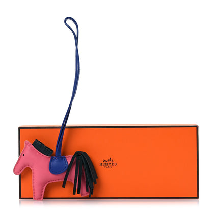 Hermes Milo Lambskin Grigri Rodeo Horse Bag Charm PM Rose Azalee Vert Cypress Bleu Electrique 7 of 7