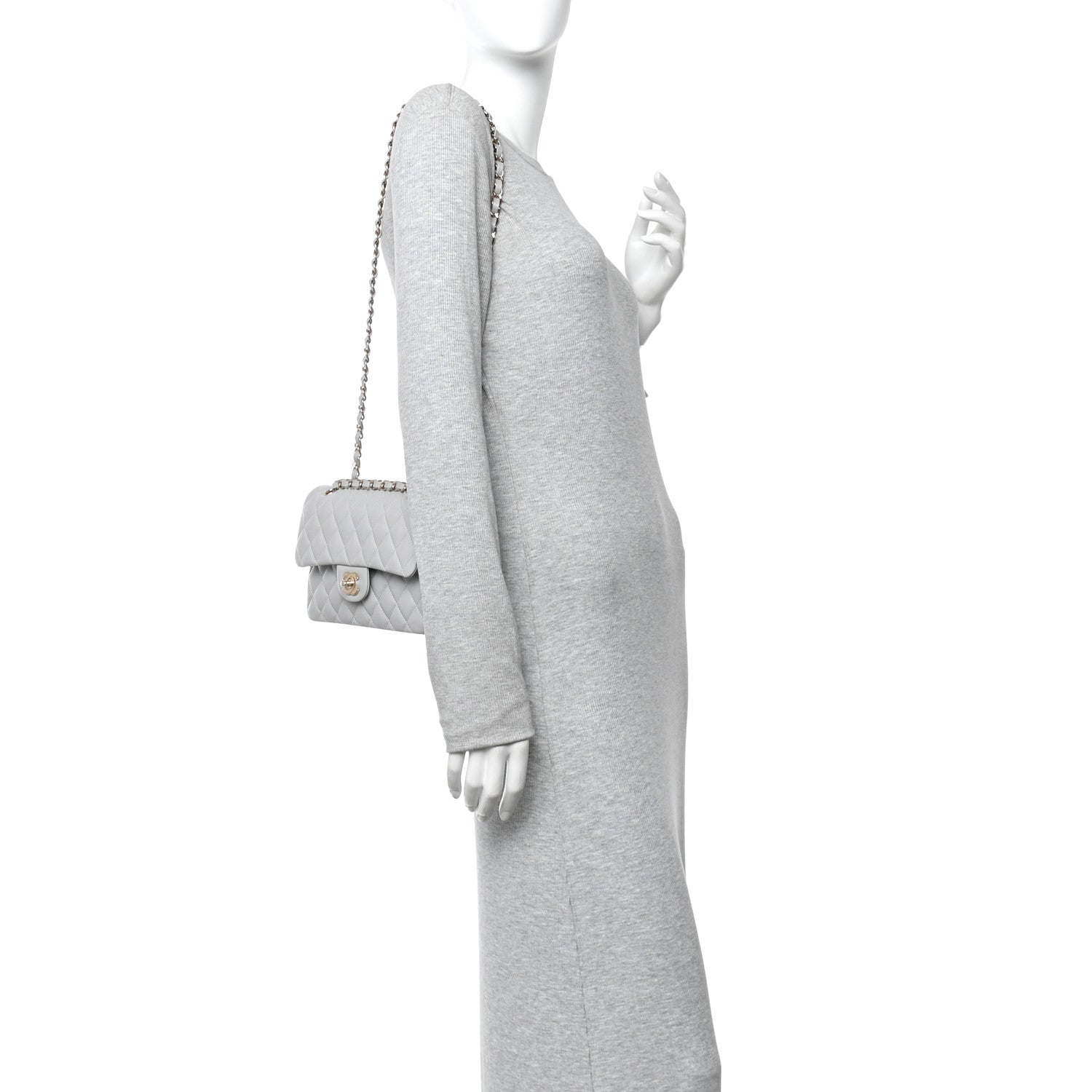 Chanel Caviar Quilted Small Double Flap Grey 2 of 10