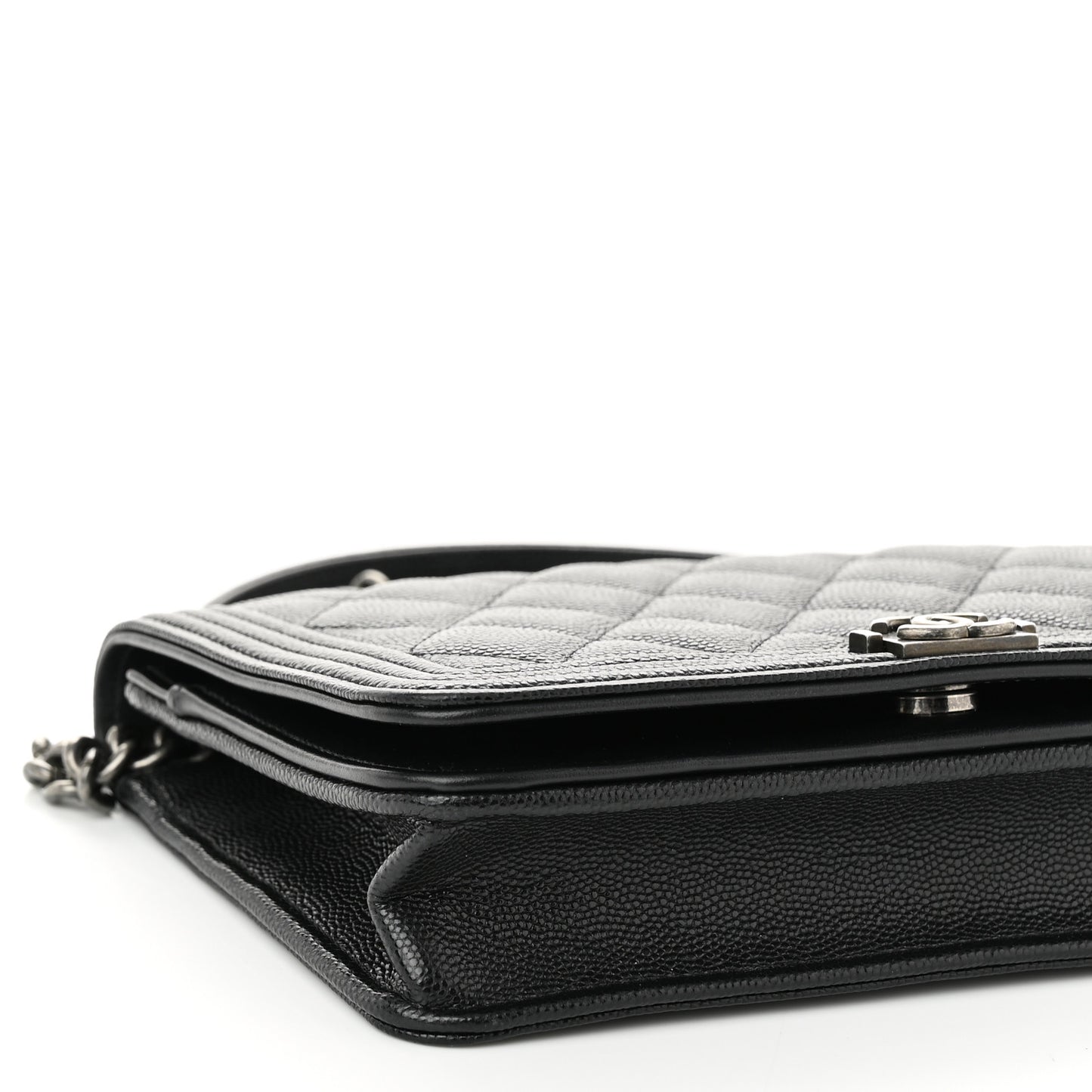 Caviar Quilted Boy Wallet On Chain WOC Black