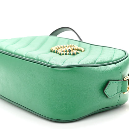 Gucci Azalea Calfskin Enamel Matelasse Diagonal Small Torchon GG Marmont Chain Shoulder Bag New Shamarock Emerald 10 of 10