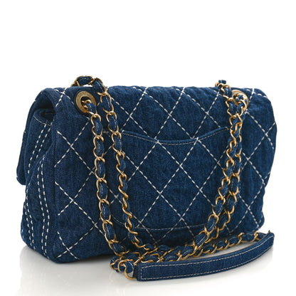 Chanel Denim Quilted Medium Denim Trip Single Flap Blue 2 of 9