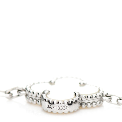 Van Cleef & Arpels 18K White Gold Mother of Pearl 5 Motifs Vintage Alhambra Bracelet 4 of 5