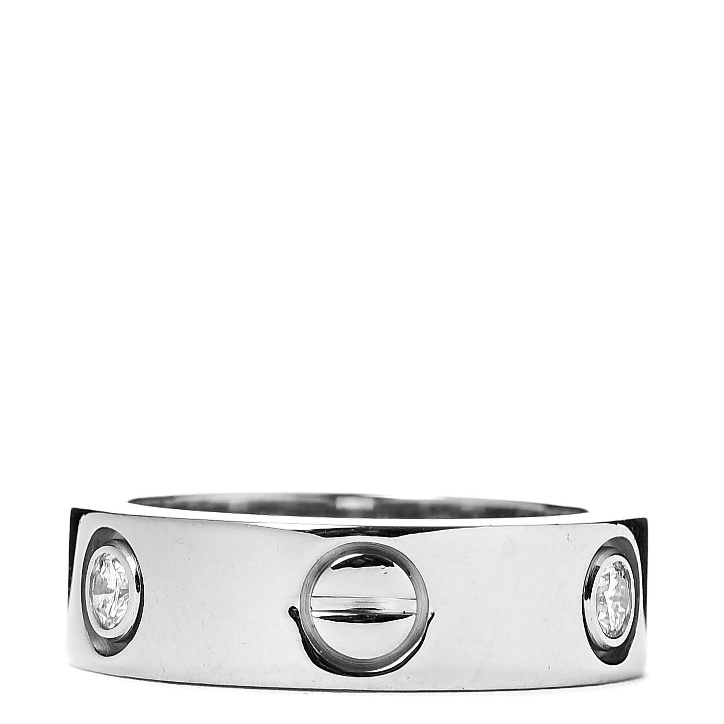 18K White Gold 3 Diamond 5.5mm LOVE Ring 48 4.5