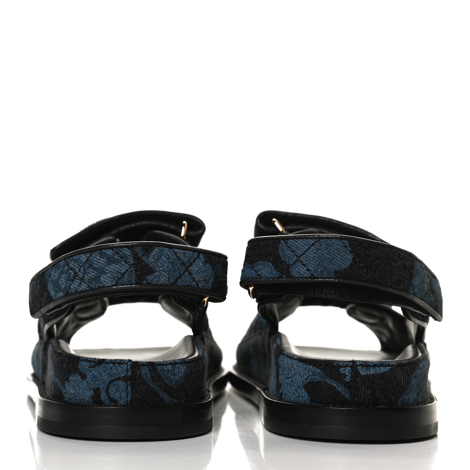 Chanel Denim Velcro Dad Sandals 37.5 Dark Grey Blue Black 6 of 11