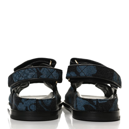Chanel Denim Velcro Dad Sandals 37.5 Dark Grey Blue Black 6 of 11
