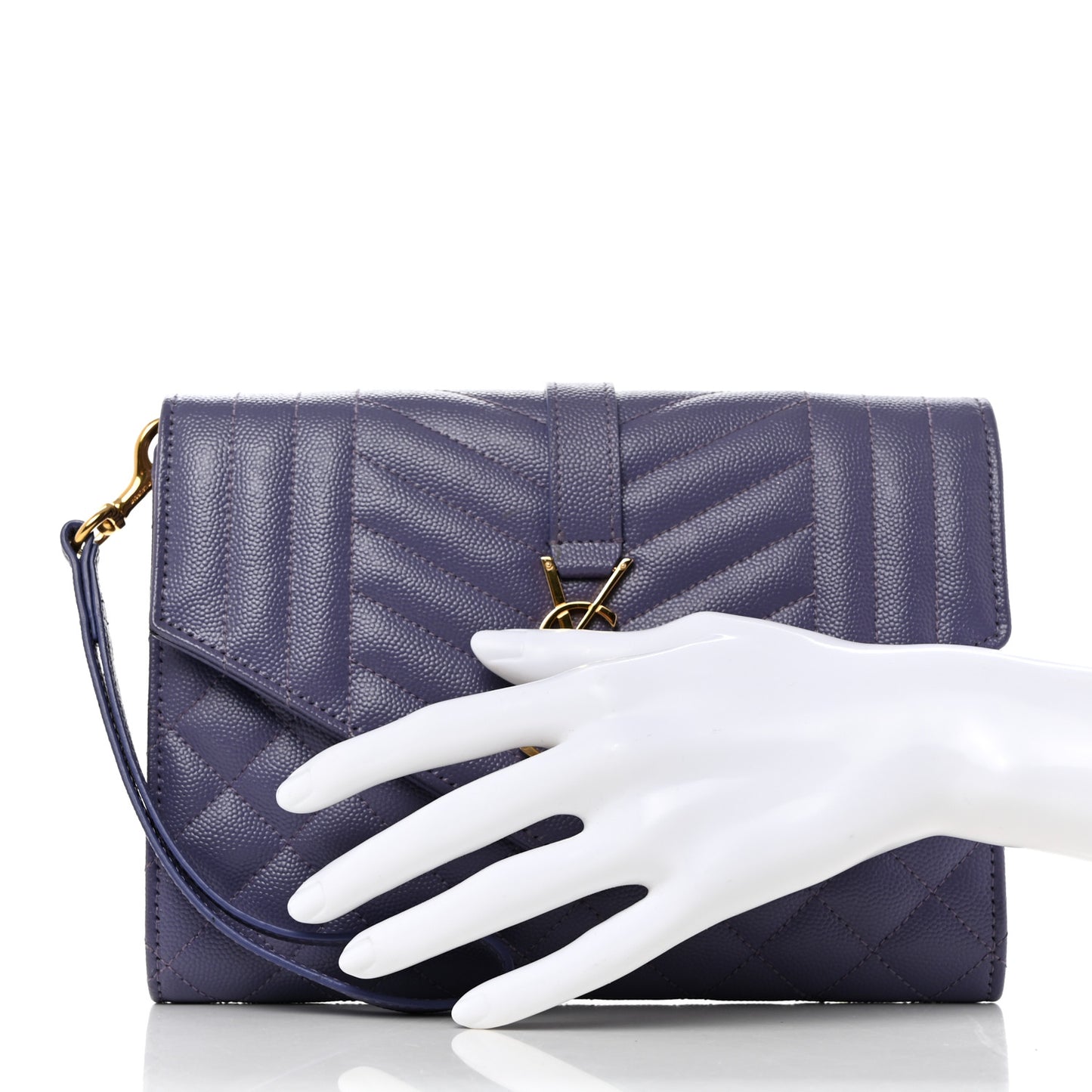 Grain De Poudre Textured Mixed Matelasse Triquilt Monogram Clutch Dark Wisteria