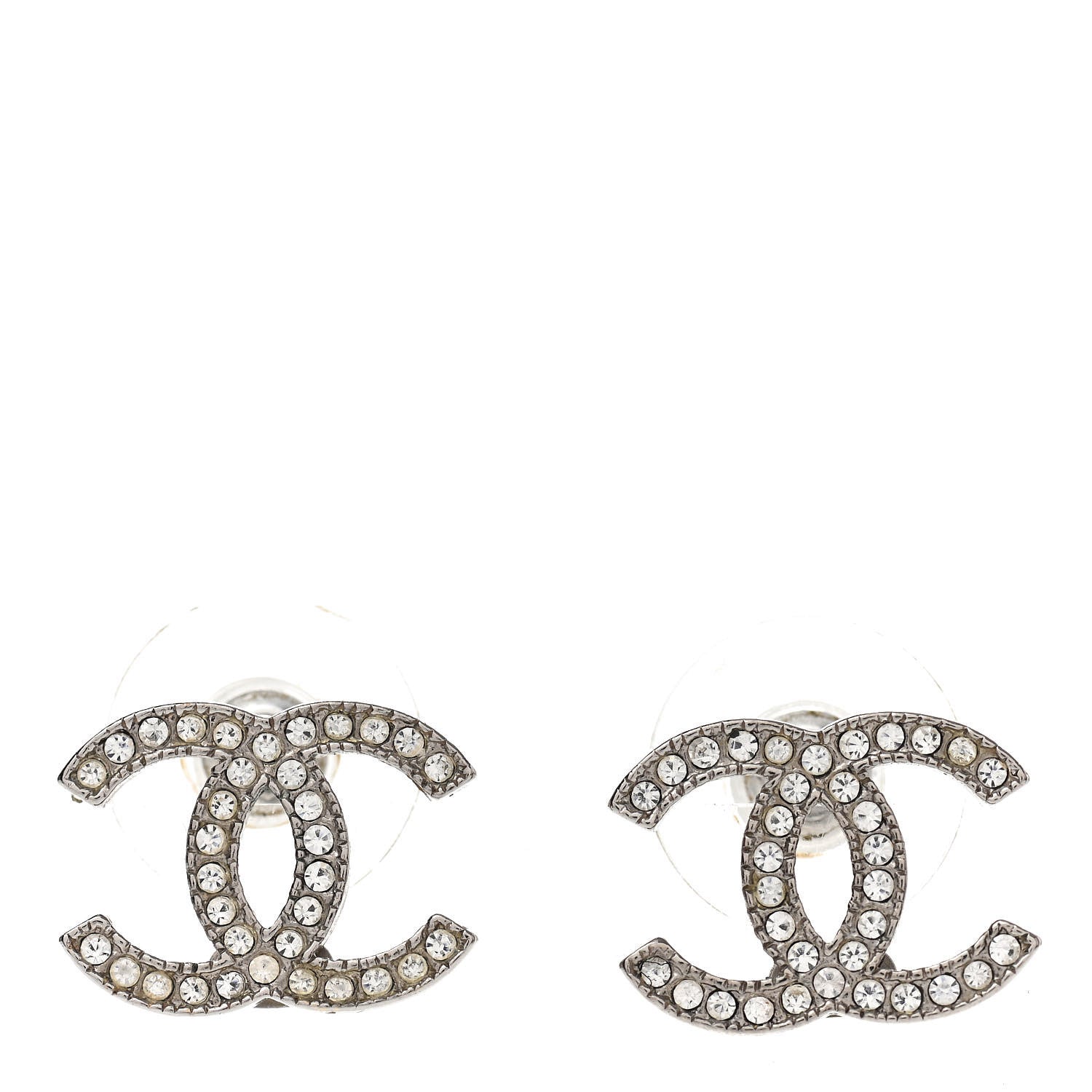 Chanel Crystal CC Earrings Silver 1 of 4